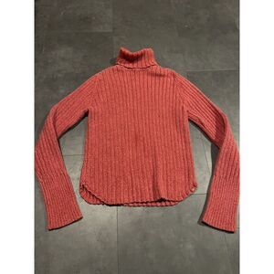 American Eagle Cable  Sweater  Turtle Neck Pullover Red Eagle Flag Size XL D-212